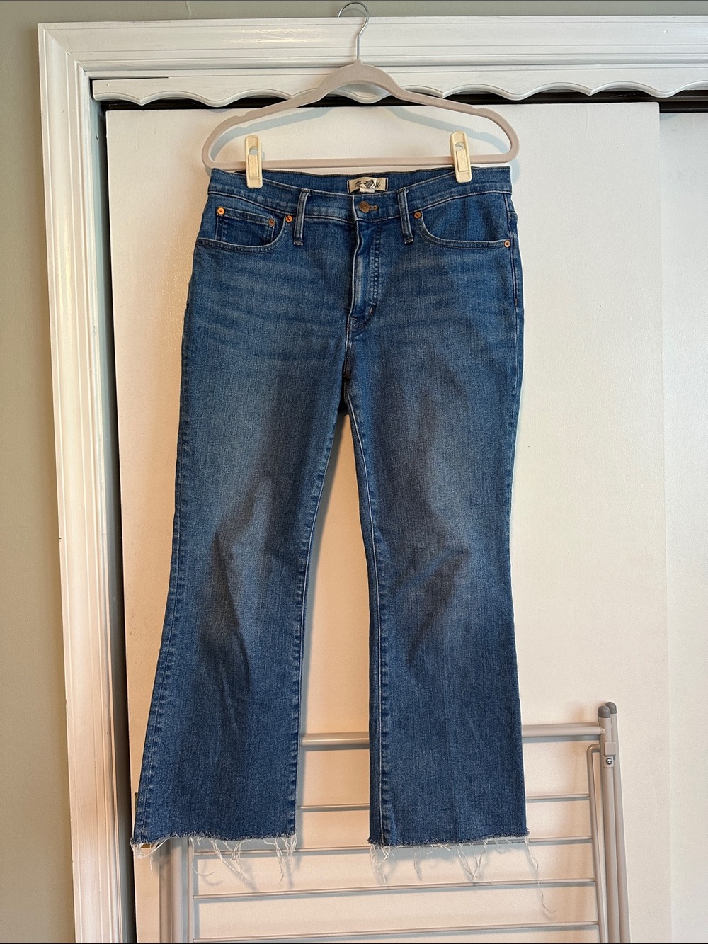 Madewell Dark Blue Cropped Flare Jeans